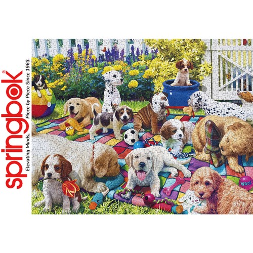 PLAYFUL PUPS ON PARADE 1000pc SPRINGBOK Jigsaw Puzzle Random Cut Deluxe 11219 - Picture 6 of 12