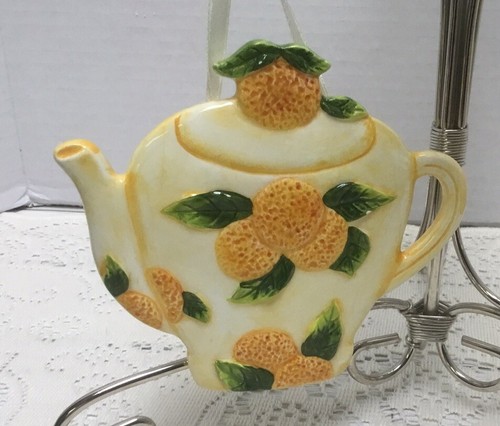 Set 4 Wall Hanging Ceramic Teapot Christmas or Year Around Ornaments MWW Market - Picture 11 of 16