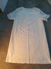 Womens Lace Insert Sleeve Shift Dress Size L  White - Lined