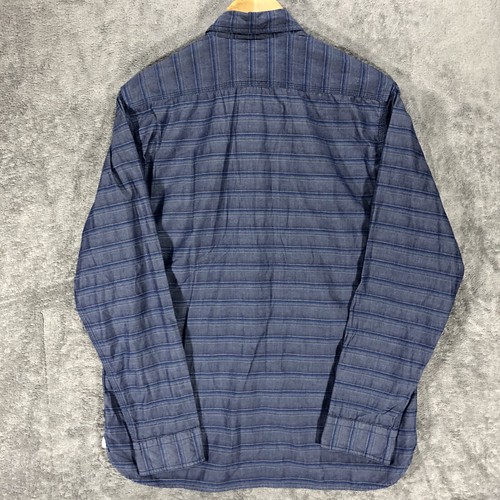 Levis Mens Medium Shirt Blue Button Up Stripe Long Sleeve Pockets Collar - Picture 6 of 10