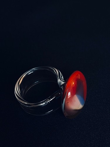 Murano glass CHALCEDONY ROUND ring Orange Blue Mothers Day Gift Birthday Teacher - Picture 30 of 40