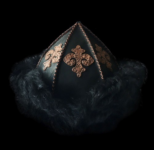 Ertugrul Gazi Real Leather Handmade Traditional Börk Hat Black Brown Period Hat - Picture 5 of 15