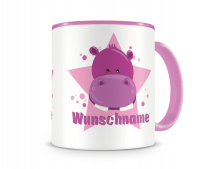 Samunshi Kindertasse mit Name und einem Nilpferd Tasse Tee Kakao Kaffee Geschenk
