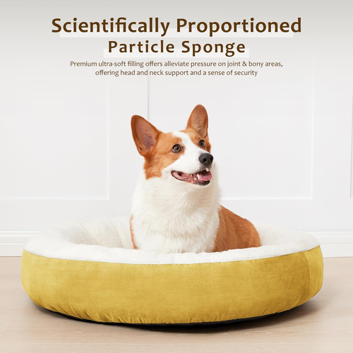 round Donut Cat and Dog Cushion Bed, 25In Pet Bed for Small or Medium Dogs, Anti - Picture 5 of 12