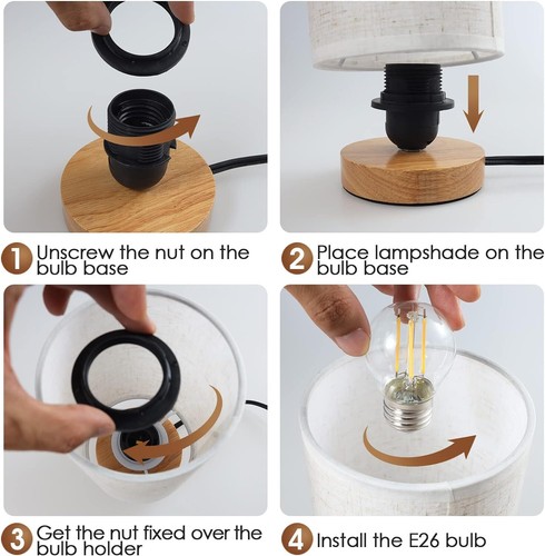 Small Bedside Night Table Lamp for Bedroom, Minimalist Nightstand set of 1 - Picture 7 of 7