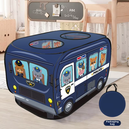 Camping Children'S Play Foldable Tent Popup Playhouse Fire Truck Police Car Kids - Picture 7 of 14