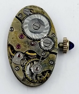 Antique Deco Warwick Swiss 17 Jewel Wrist Watch Movement 25 mm x 14.5 mm #M60