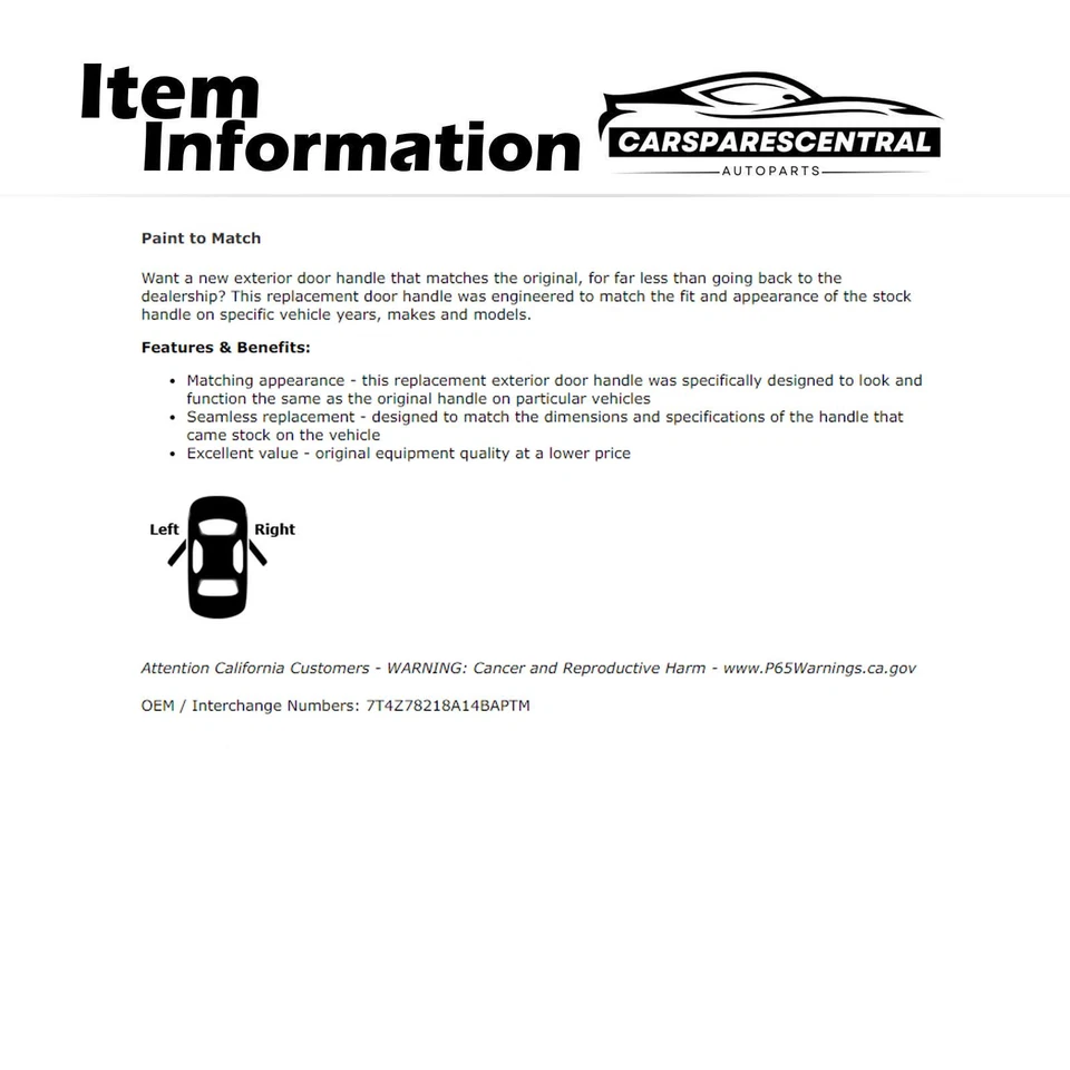 Para 2007 2008 2009 2010 Lincoln MKX 3,5L Dorman maçaneta externa dianteira esquerda - Imagem 3 de 4