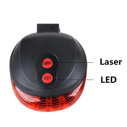 5 LED + 2 Laser Bike Bicycle Light Rear Tail Flashing Safety Warning Lamp Night - Picture 8 of 14