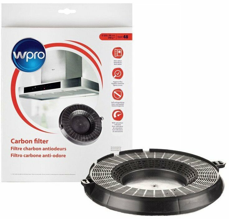 Wpro Carbon Filter Cooker Hood Type 48 HSL66FLSW HSLMO66FLSW & More C00506509