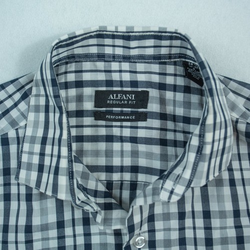 Alfani Mens Shirt Size 14.5 Long Sleeve Button Down Regular Fit Check Plaid - Picture 2 of 9