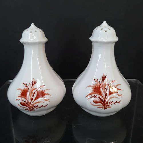 1960s Royal Crown Derby Salt & Pepper Shakers RED FESTIVAL Bone China Vintage - Picture 1 of 8