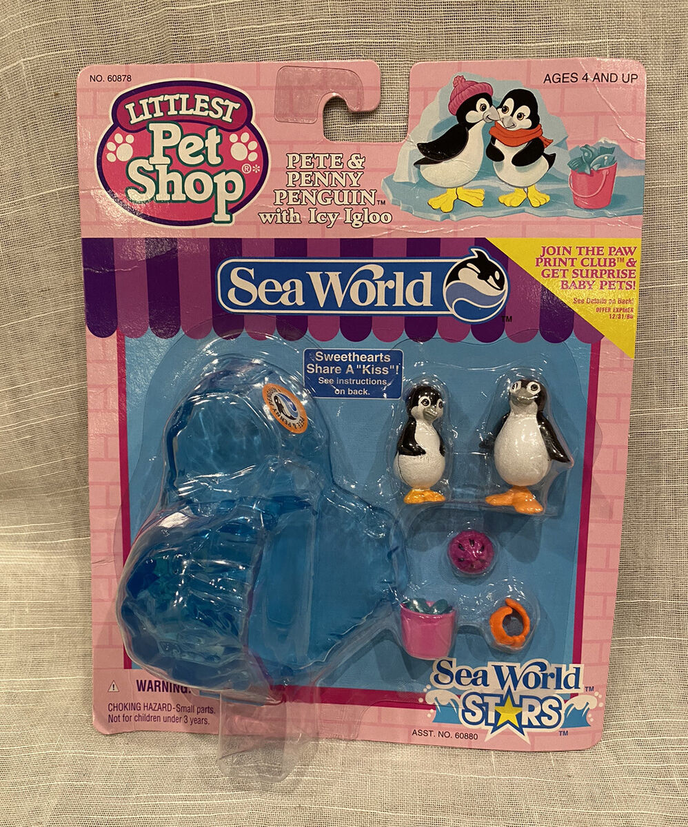 Vintage NEW Littlest Pet Shop Pete & Penny Penguin Icy Igloo