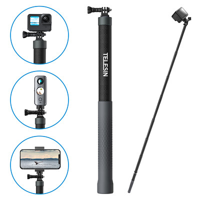 300cm Selfie Stick Carbon Fibre Extendable for Gopro 12 11 10 9 Insta360 Action