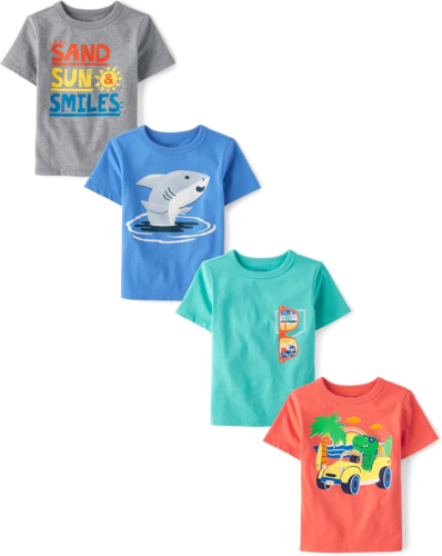 Baby Boys' and Toddler Assorted Everday Short Sleeve Graphic T-Shirts,Multipacks