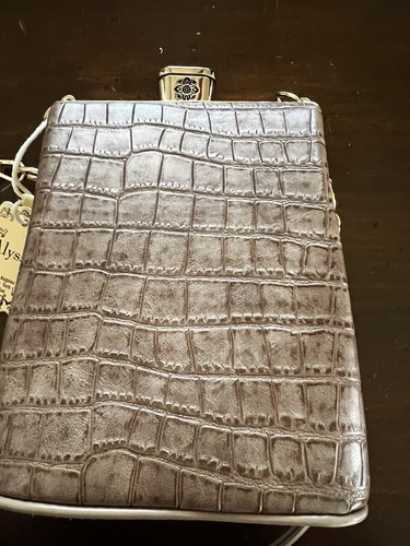 NWT Alyssa Vegan Crocodile Print Crossbody Purse W/Jeweled Clasp Adjustable - Picture 6 of 12