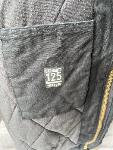 Carhartt 125 Th Anniversary Black Hooded Zip Up Cotton Canvas Mens XL - Picture 10 of 11