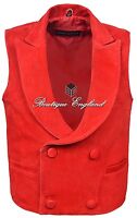 'edwardian' Men's Red Steam Punk Victorian Real Suede Leather Waistcoat Vest 'edwardian' Men's Red Steam Punk Victorian Real Suede Leather Waistcoat Vest
