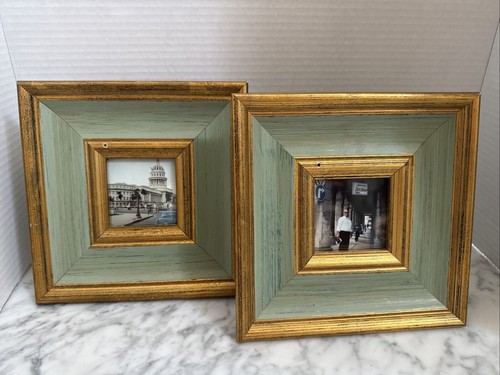Pier 1 Green Photo Frame W Original Tag 16.95. Set Of 2 Vintage