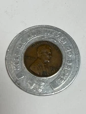 1950-D Penny - Keep Me and Never Go Broke Horseshoe Token Lucky Charm Rexall