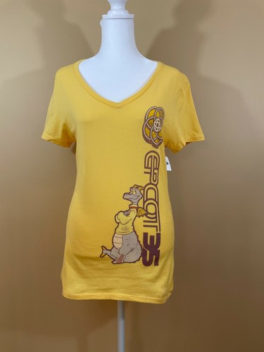 T-shirt scollo a V gialla figura 35 anniversario Disney Parks EPCOT 35 anni nuova con etichetta - donna XS - Foto 2 di 8