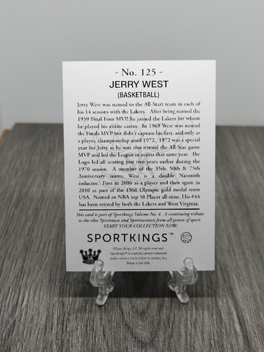 SPORTKINGS VOLUME 4 DARK BLUE PARALLEL NAME VARIATION JERRY WEST - Picture 2 of 2