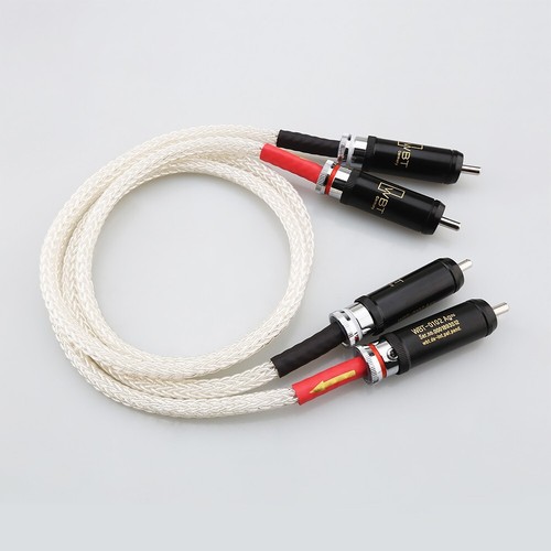 Par de líneas de cable de audio de alta fidelidad de plata pura suave de 16 núcleos RCA a RCA para amplificador AMP - Imagen 7 de 11