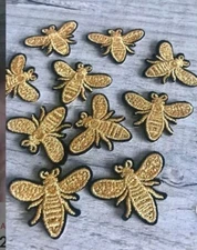  Embroidered Gold  Bee Patch Iron On /sew On Applique 