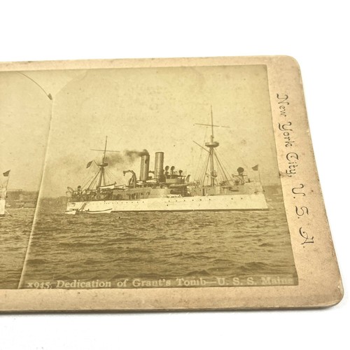 Battleship U.S.S. Maine 1896 dedication Grant's Tomb Stereoview photograph Card - Picture 4 of 10