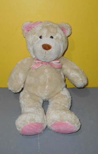12" Carter's Bear Hugs Baby Nursery Girl Pink Flower Bean Teddy Stuffed Plush - Picture 1 of 2