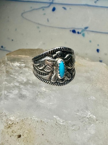 Phoenix ring size 5 turquoise band sterling silver band women boys girls - Picture 5 of 12