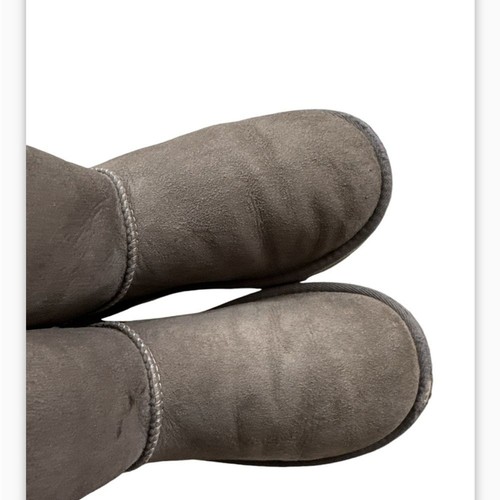 UGG SHORT BAILEY BOW GRAY SUEDE SHEEPSKIN BOOTS Youth size 4 - Picture 2 of 7