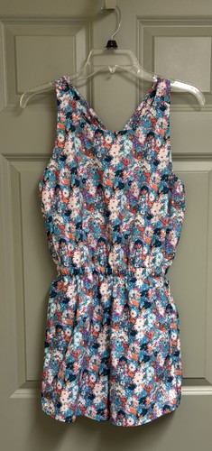 THE NORTH FACE Amphibious Romper Girls XL 14/16 Blue Floral Short Stretch Active - Picture 3 of 16
