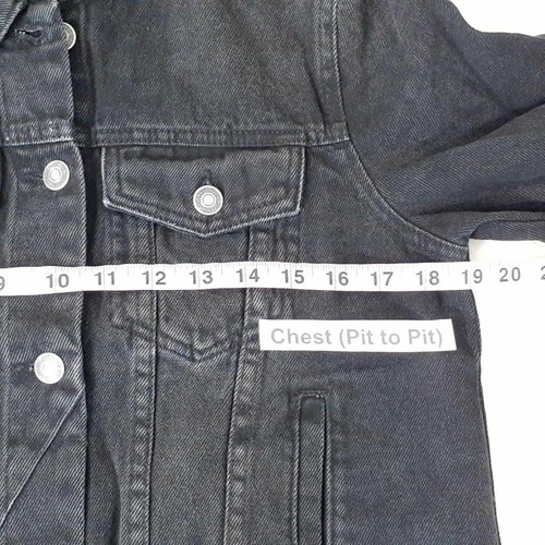 Free People Womens Rumors Jean Jacket Black Buttons Collared Flap Pockets S New - Picture 5 of 12