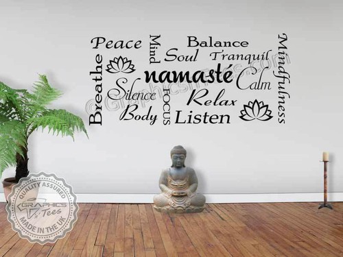 Pegatina de pared Namaste montaje de citas de yoga, calcomanía de collage motivacional de arte de palabras - Imagen 2 de 12
