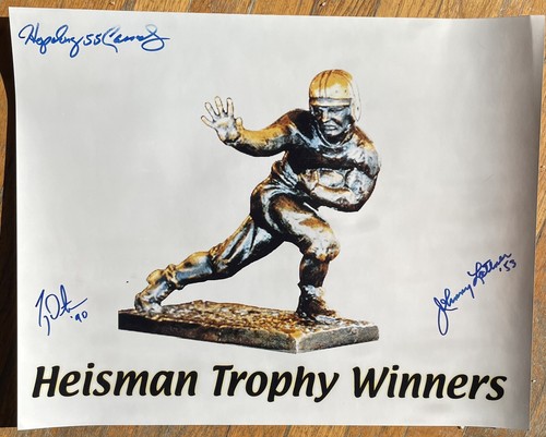 Heisman Trophy AUTOGRAHED by 3 16x20 Howard Cassidy Ty Detmer Johnny Lattner - 第 1/2 張圖片