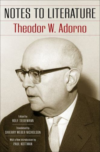 Notes to Literature by Theodor W. Adorno" EUOPEAN PERSPECTIVES" FREE SHIP  JBX-1 - Bild 1 von 1