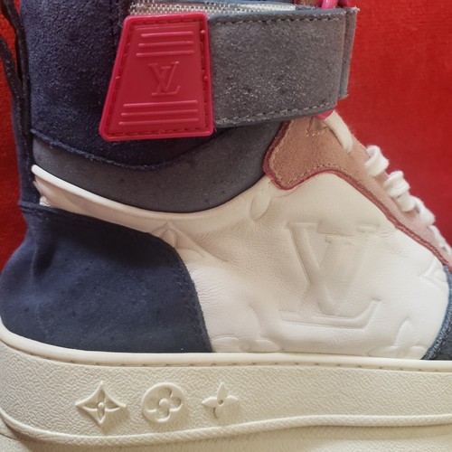 Louis Vuitton Boombox Women high top Sneakers Boot Blue Pink White Size 37 - Picture 8 of 21