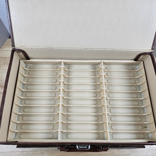 Vtg 60 Slot Cassette Tape Holder Storage Carrying Case Double Sided Has tears - Picture 10 of 13