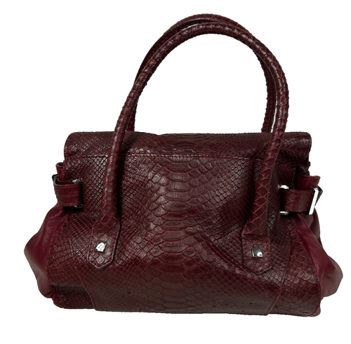 L.K.BENNETT LONDON BURGUNDY RED SNAKESKIN LEATHER HANDBAG SATCHEL - Picture 2 of 16