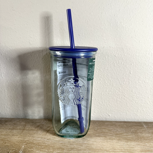 NEW Starbucks Recycled Glass Triangle Bottom Cold Cup Tumbler 16 oz Grande - Picture 17 of 23