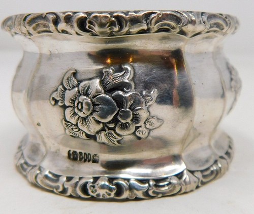 Large Floral Napkin Ring Germany 800 Solid Silver No Mono Bruckmann & Söhne  34g - Picture 2 of 8