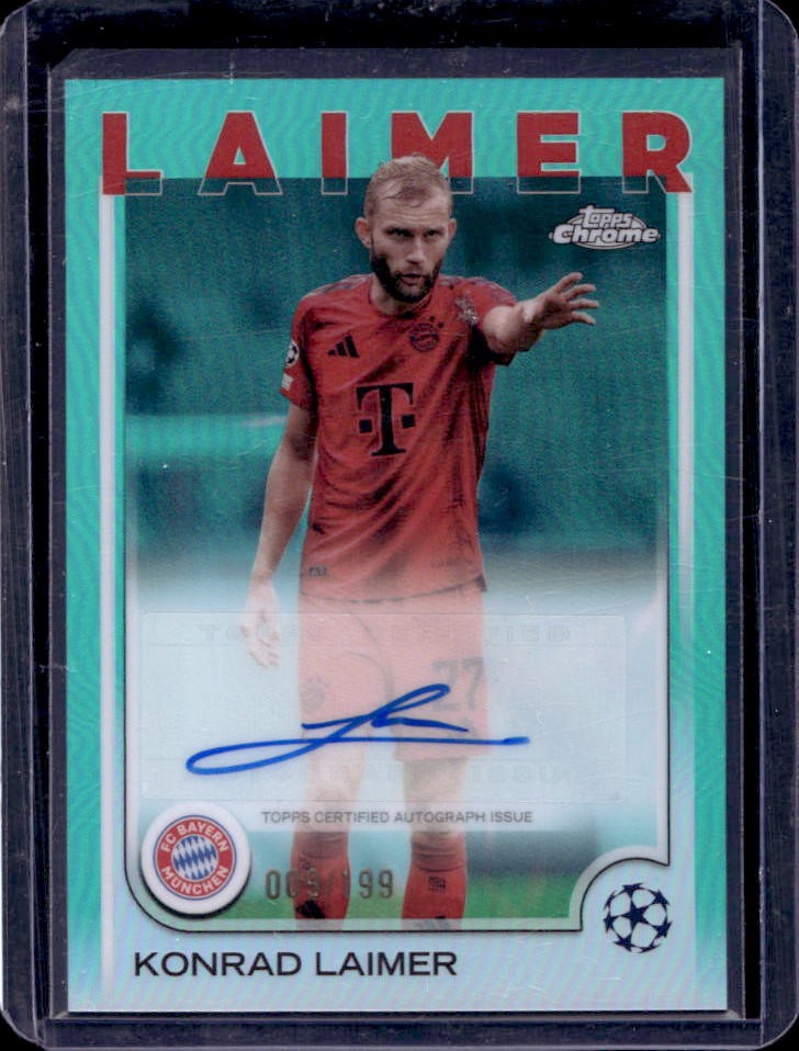 2024-25 Topps Chrome UEFA Konrad Laimer Auto Aqua Refractor #9/199