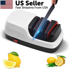 2-Stage Electric Knife Sharpener Straight Serrated Cleaver Sports Knives New