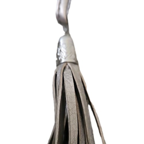 Cole Haan pewter leather handbag with tassels Boho Hippie Flair  - Picture 9 of 9