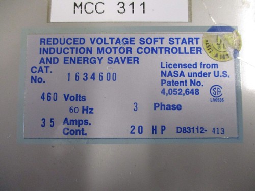 Nordic MS-3 Soft Start 1634600 20HP 460V 3Ph 60Hz 35A Usado - Imagen 2 de 7