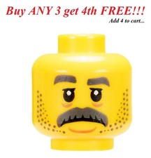    NEW Lego Male Guy Boy Man Minifig Minifigure Head People Face Mustache 