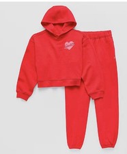 Xersion Size XXS 4-5 Girls Tomato Red Fleece Sport Hoodie And Pants. New