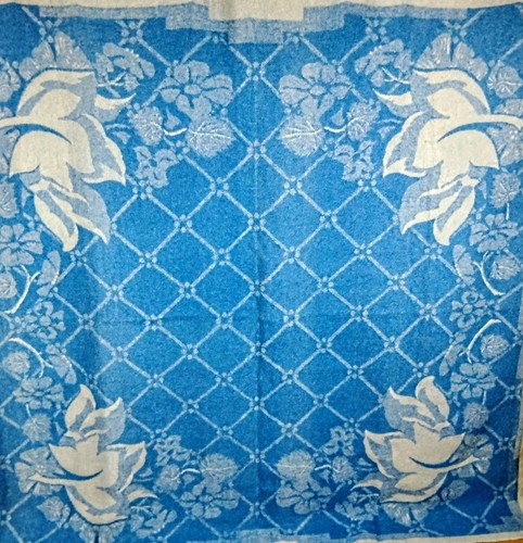 ORR Health 100% Wolldecke 80x72 Holland Tulpe blau wendbar Vintage