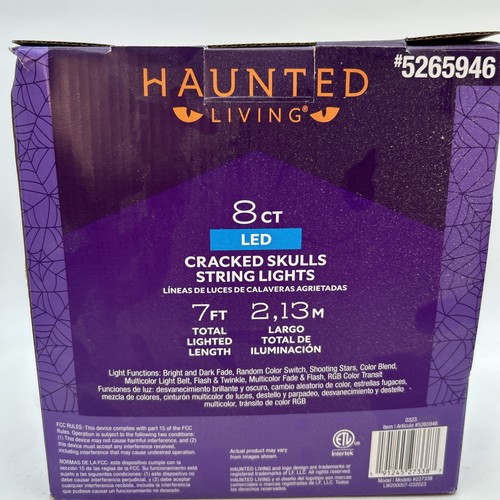 Cracked Skulls Lichterketten 8 Kt 7 Fuß LED Plug-In Multicolor Totenkopf Halloween Neu - Bild 6 von 7